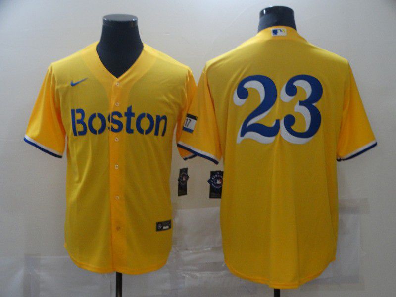 Men Boston Red Sox #23 No name Yellow Game 2021 Nike MLB Jerseys